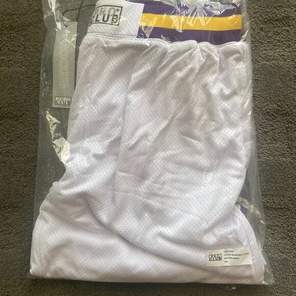Pro Club 2XL Classic Basketball Shorts White Purple - Picture 2 of 3
